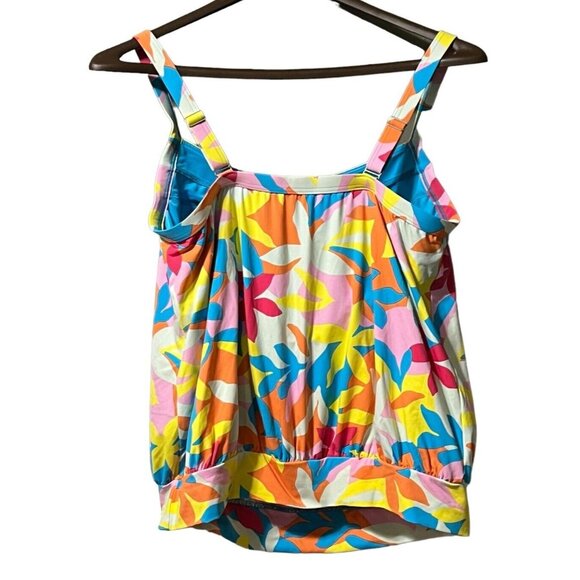 Lands End Bikini Swimsuit Top Plus Size 16W Elastic Colorful Beach Floral NWT - Picture 2 of 11